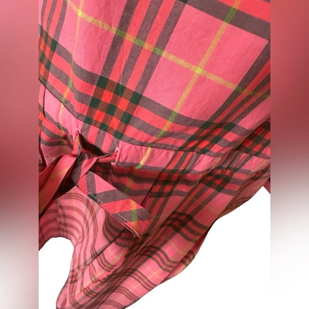 Burberry Pink Plaid Long Sleeve coral red kids Dress size 14y US